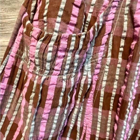 Free People Size Medium Tulie Plaid Midi Dress Boho Pink and brown plaid - Picture 8 of 16